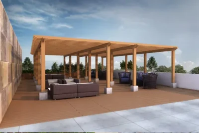 WPC Rooftop Pergola for Outdoor Lounging
