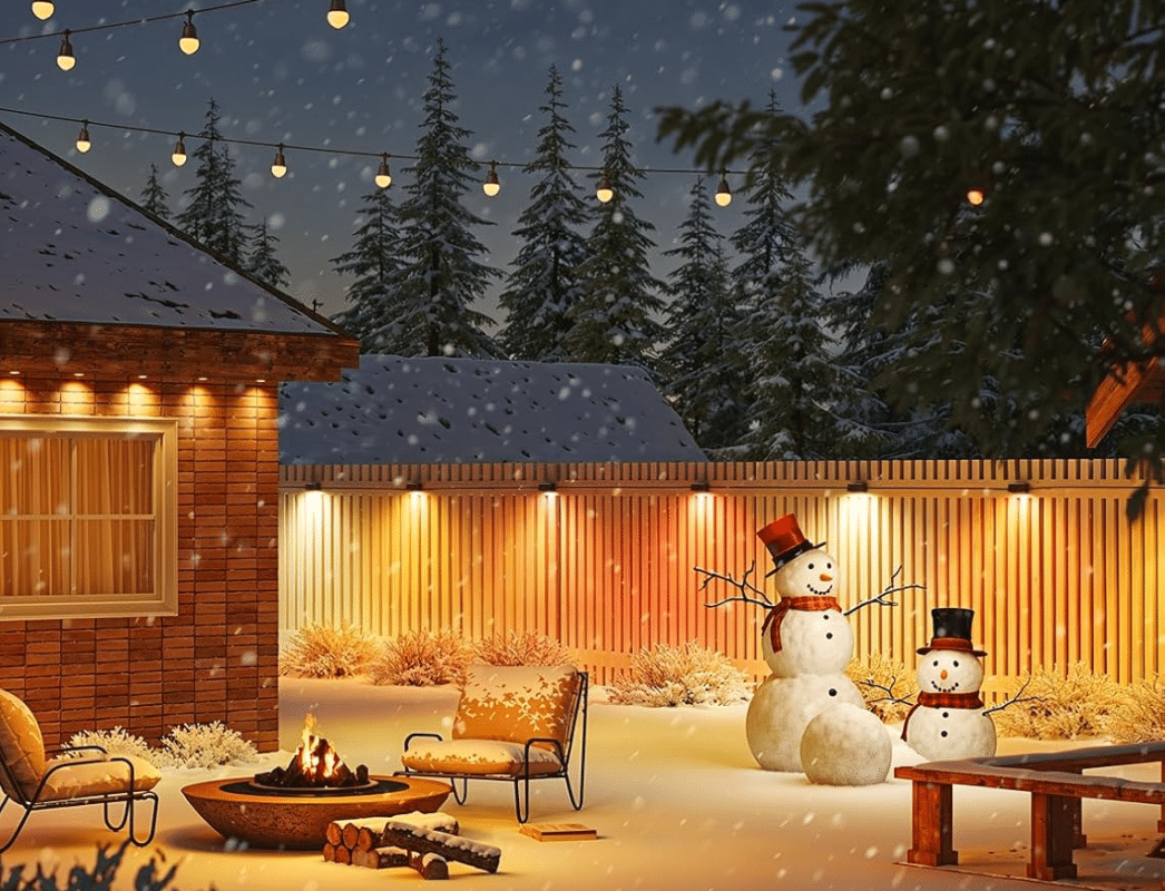 Decorative effect of outdoor fence lighting