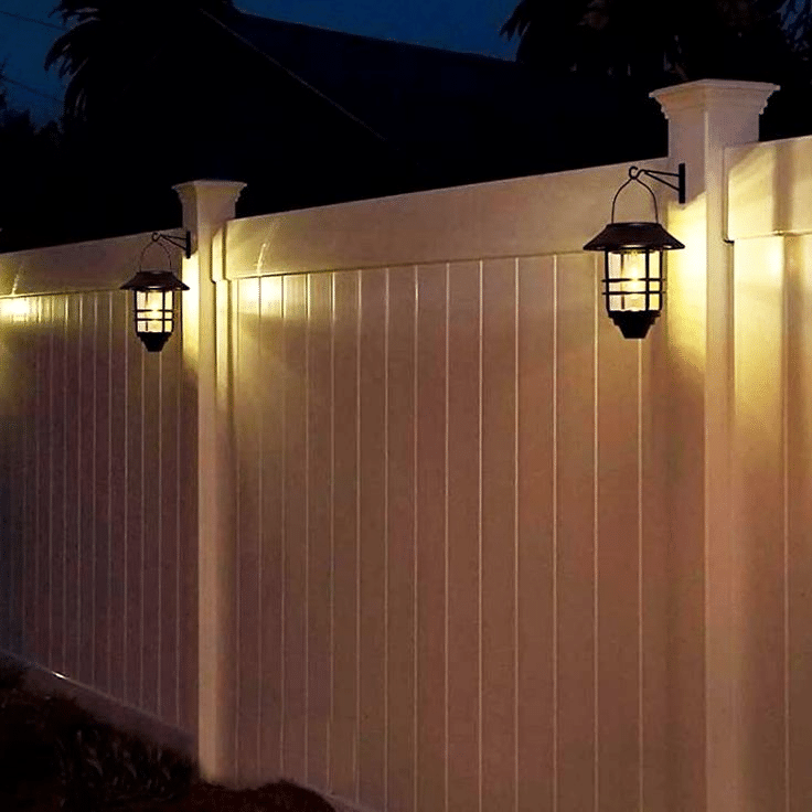 Fence lanterns with soft warm retro lighting