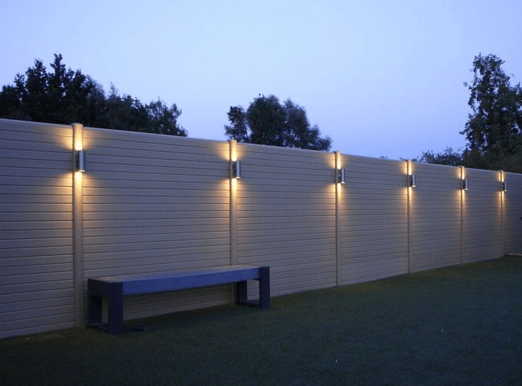 Functional fence lights illuminating up and down