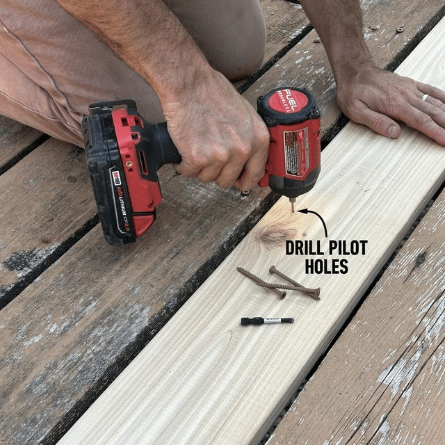 Drive screws traditionally mounted on composite deck surfaces
