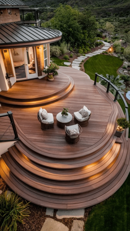 WPC decking with irregular shapes, perfect for adding a personalized touch to distinctive spaces
