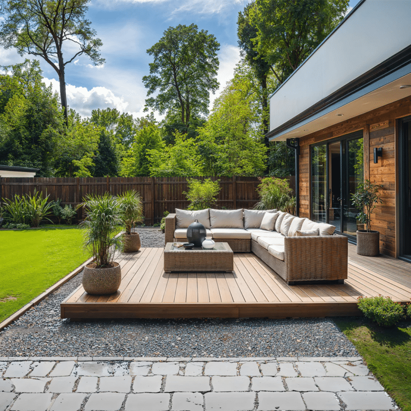 Compact deck design with optimized layout to make the most of limited outdoor space.