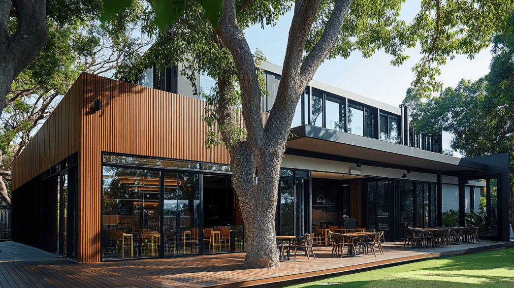 WPC wall panel outdoor for coffee shop