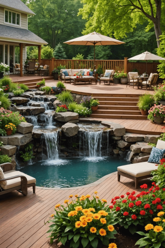 Composite decking around water features
