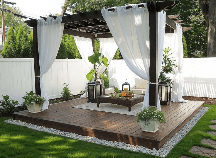 Using WPC pergolas to build a summerhouse with a modern design
