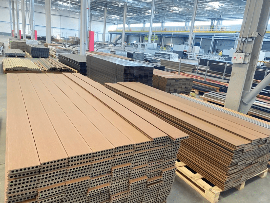 Ecoxplank's factory -composite decks production storage area