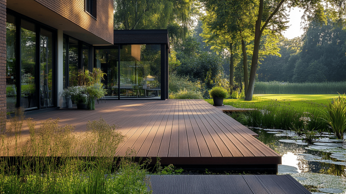 Composite deck for outdoor backyard
