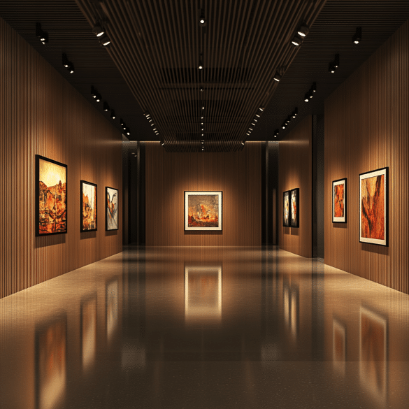 Effects of the WPC fluted panel in an art exhibition