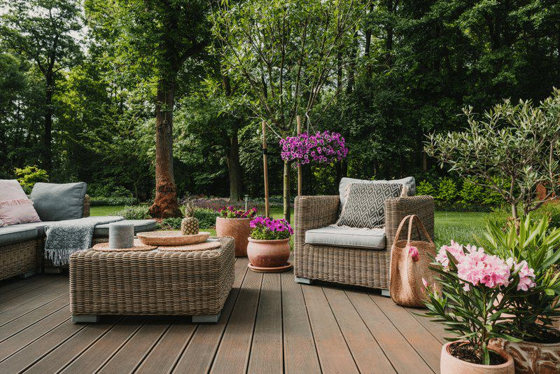 WPC deck harmonizes perfectly with the elements of the garden