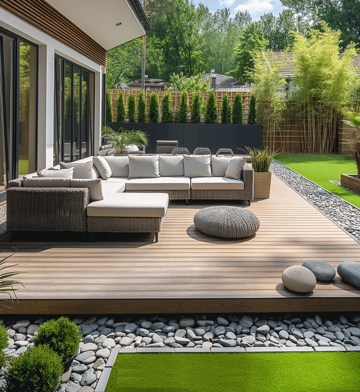 Rectangular composite decking designs