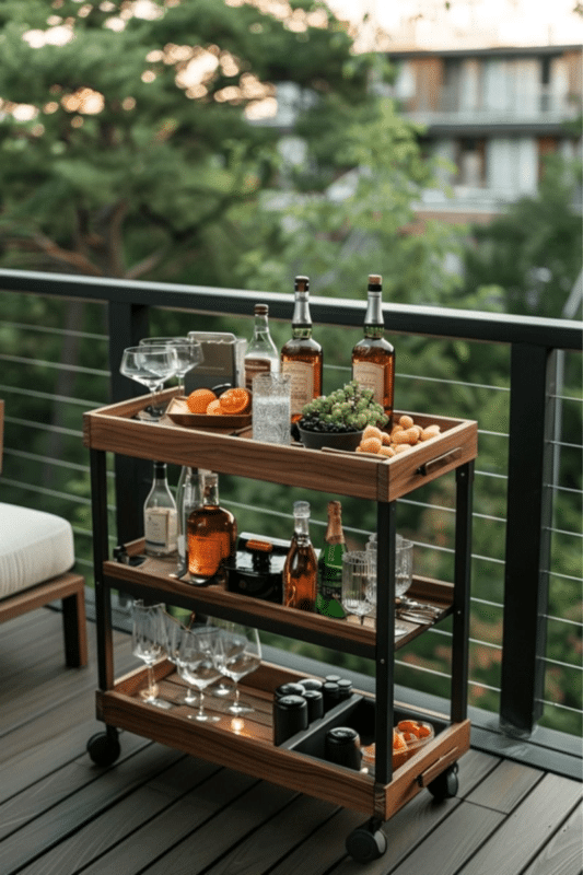 A mini movable bar on composite decking