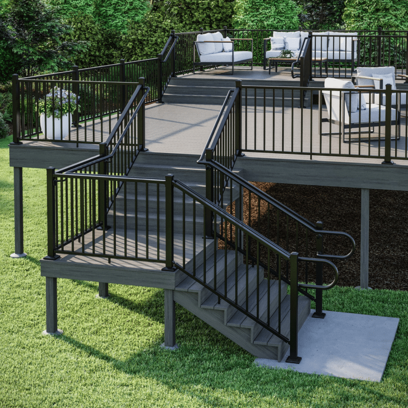 standard height for a staircase deck railing