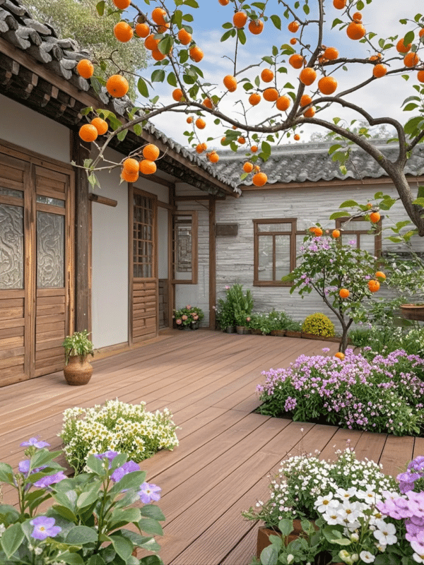 The patio deck is designed without railings