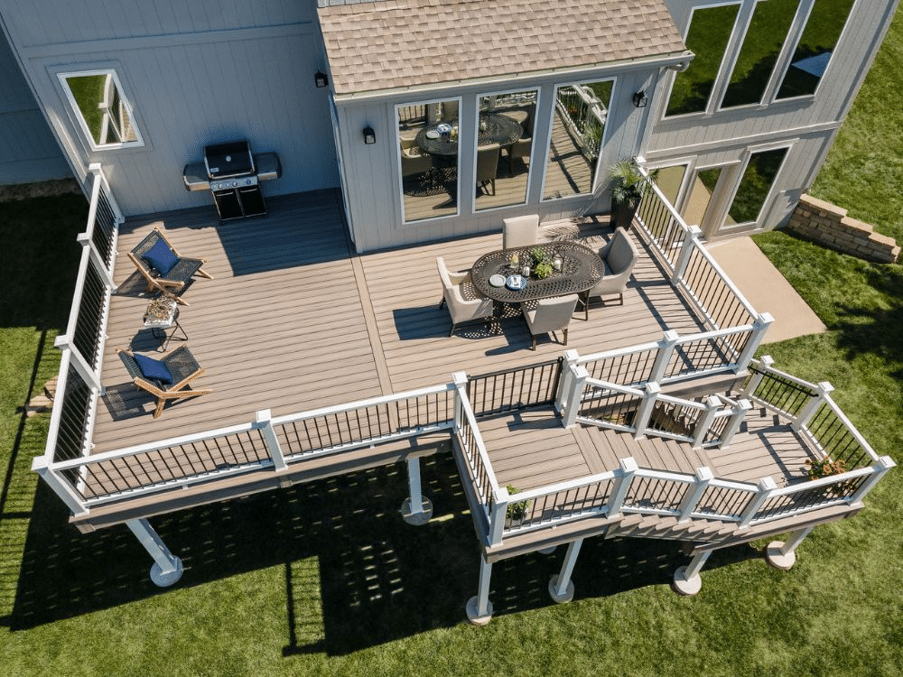 Deck footings for elevated and heavy structures, supporting second-story decks