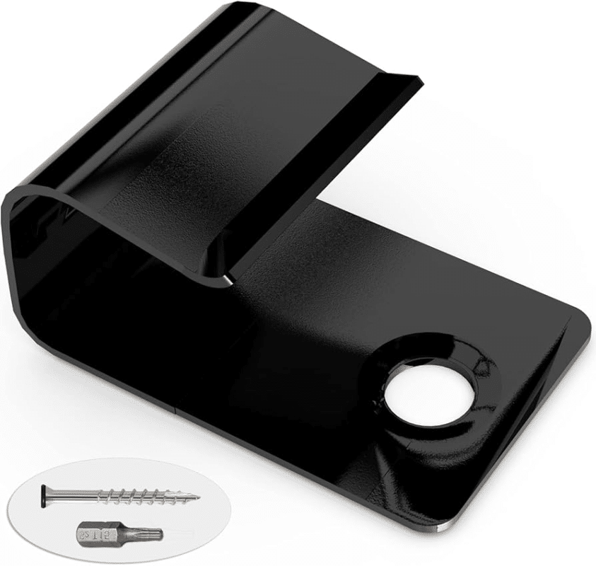 Metal clips and screws designed for securing wpc decking boards