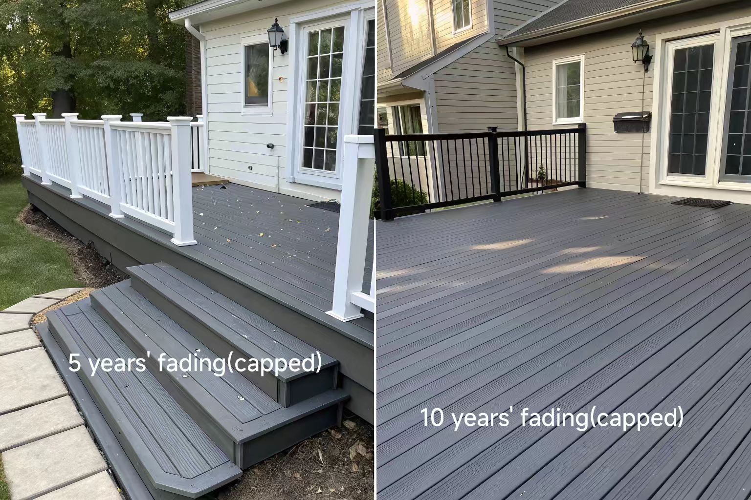 Capped composite deck fading real world 5 year vs 10 year