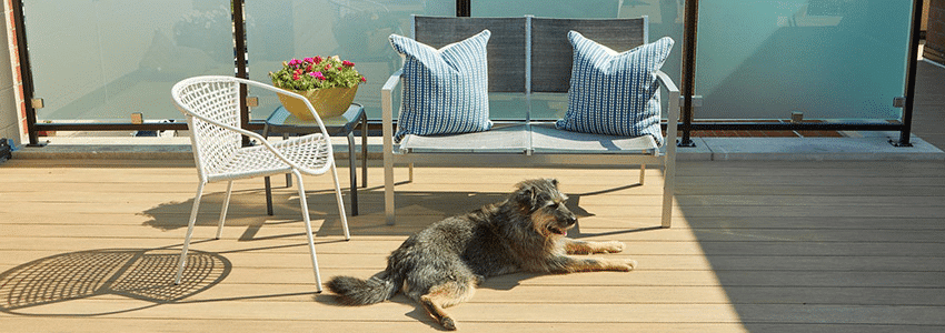 Capped composite decking demonstrating natural weathering and long term durability