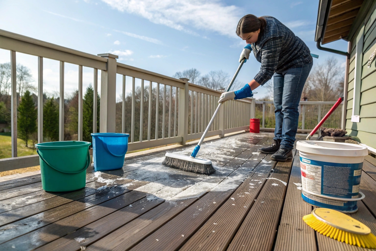 Deep cleaning composite decking