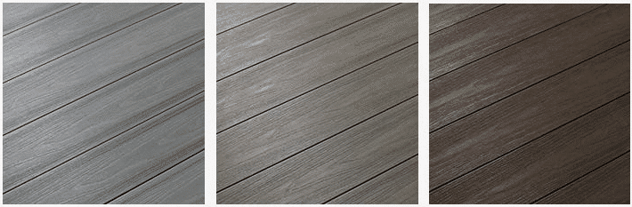 solid wpc decking is a dark color